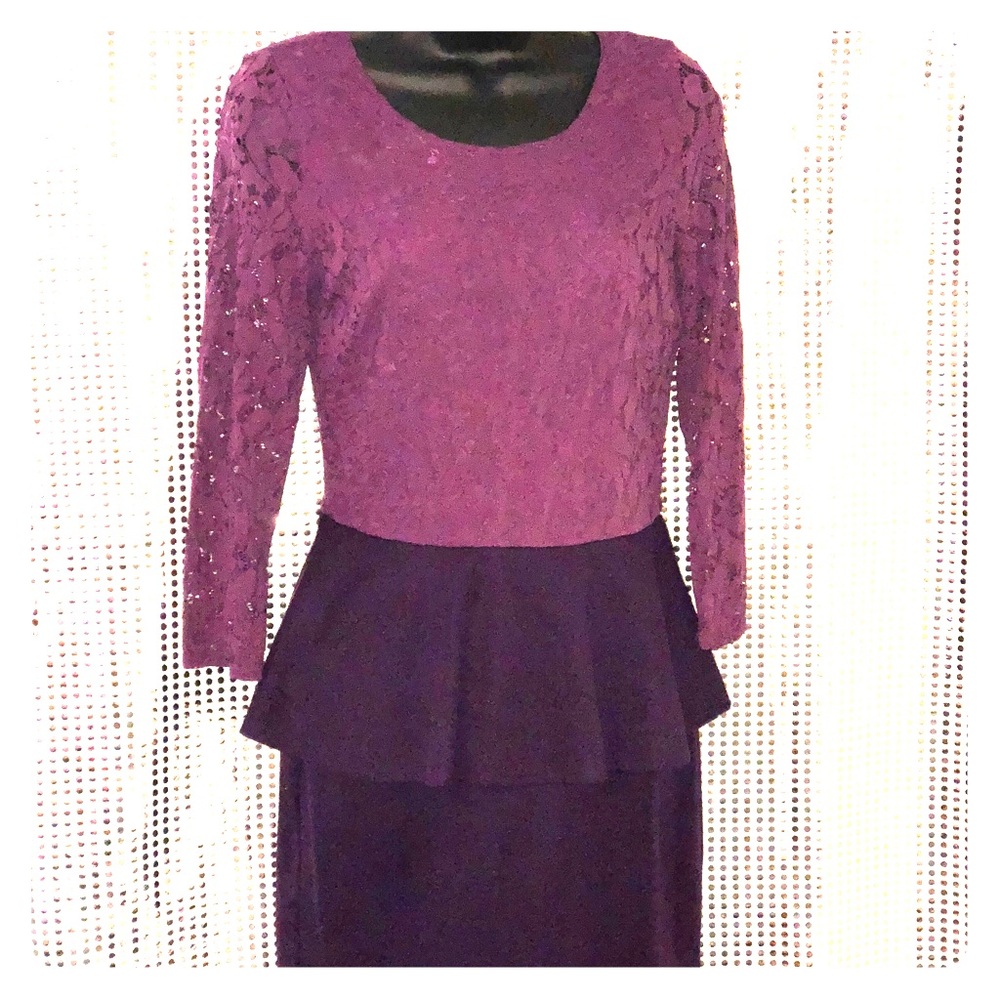 #GianniBini Purple Color-Block Peplum Mini Dress